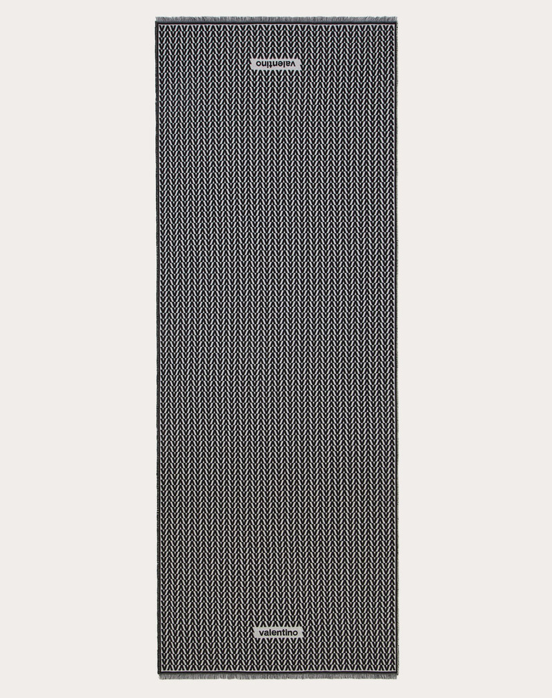 Optical Valentino Jacquard Stole in wool, cashmere and silk 75x200 cm 3