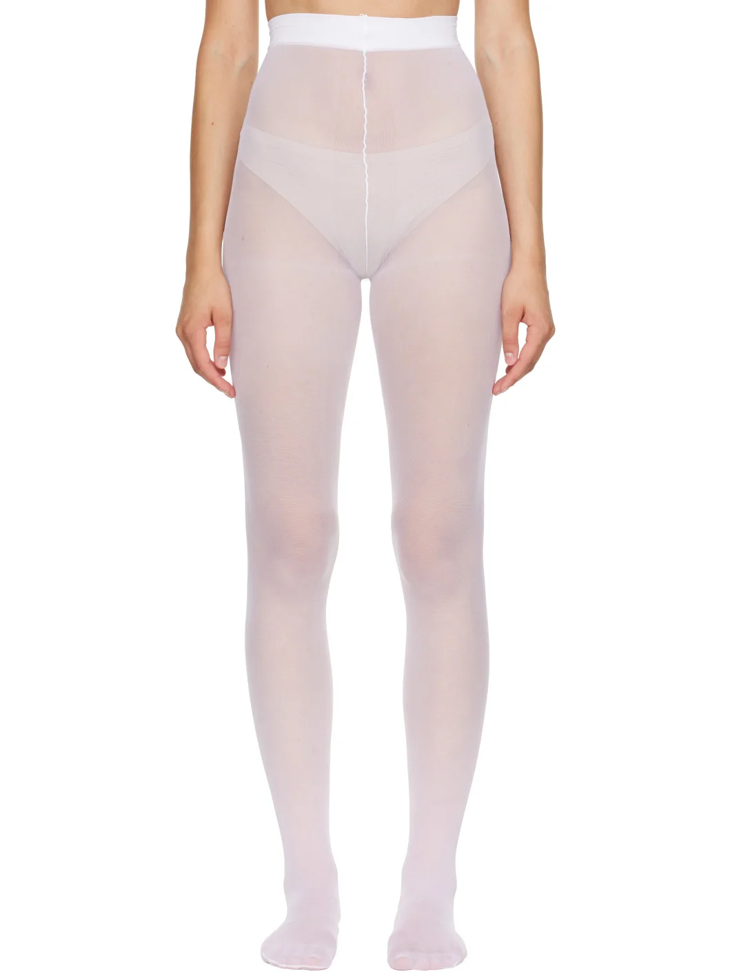 White Logo Push-Up Tights - 1