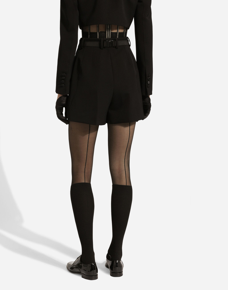 Wool gabardine tuxedo shorts 6