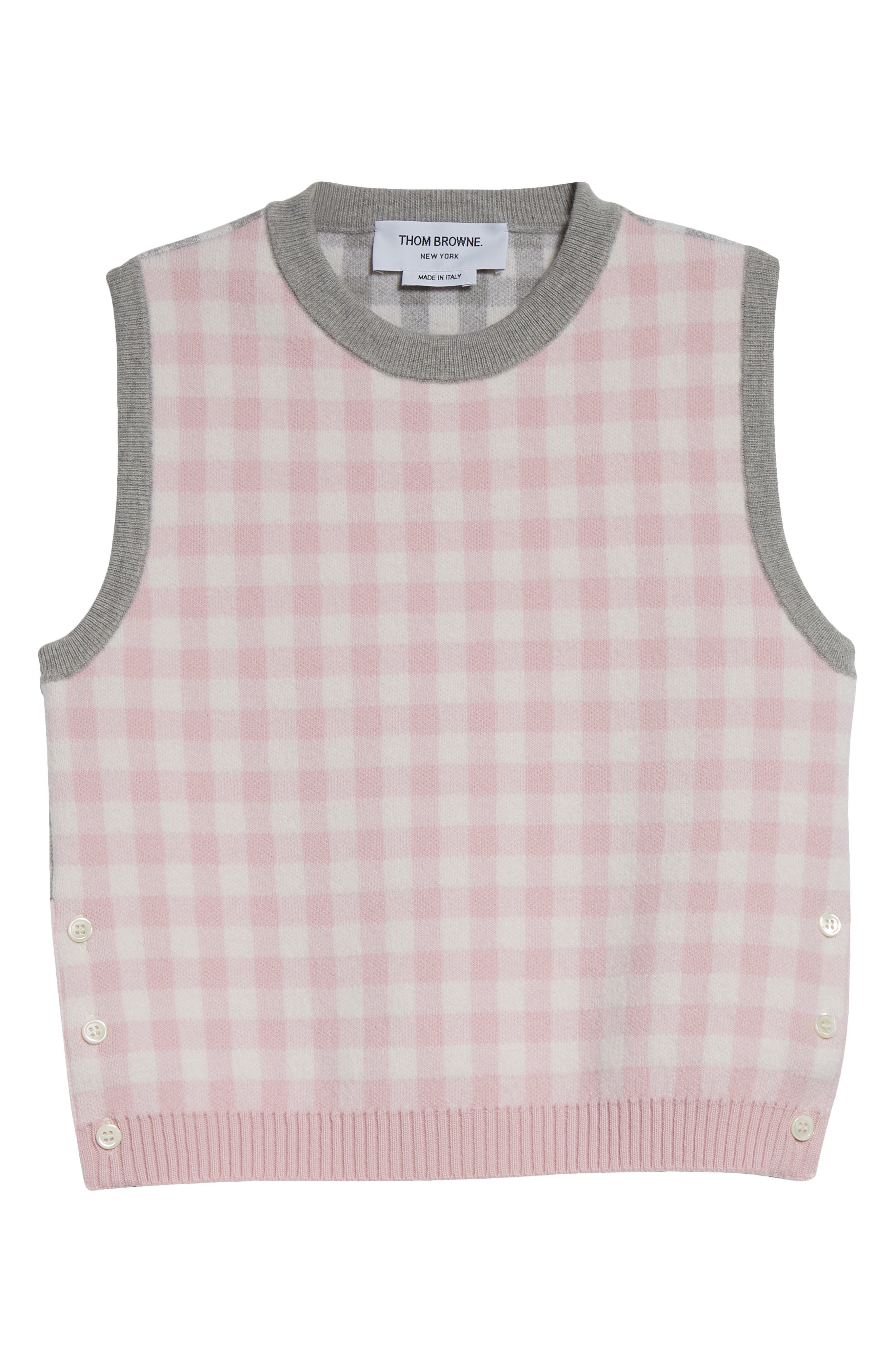 Thom Browne Fun-Mix Gingham Check Bird's Eye Cashmere Sweater Vest in Seasonal Combo at Nordstrom - 6