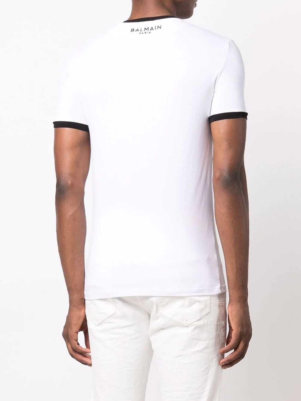 contrast-trim V-neck T-shirt - 4