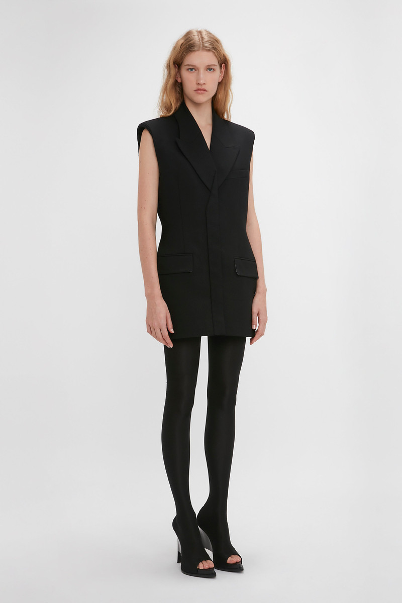 Sleeveless Tailored Dress In Black 3