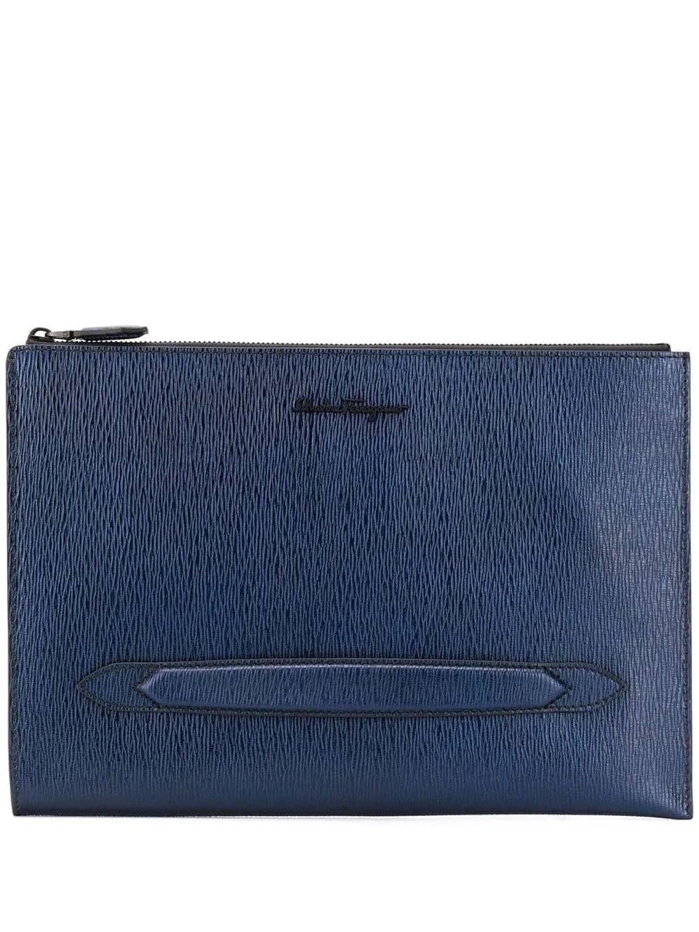 textured leather clutch bag - 1