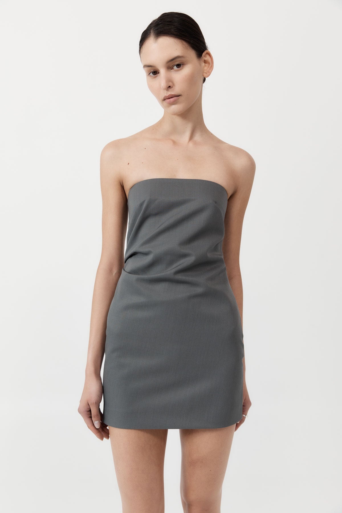 Tuck Mini Dress - Pewter Grey - 3