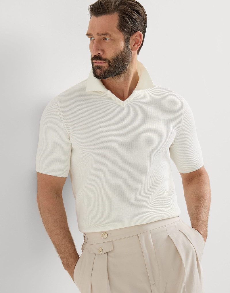 Cotton English rib knit polo 5
