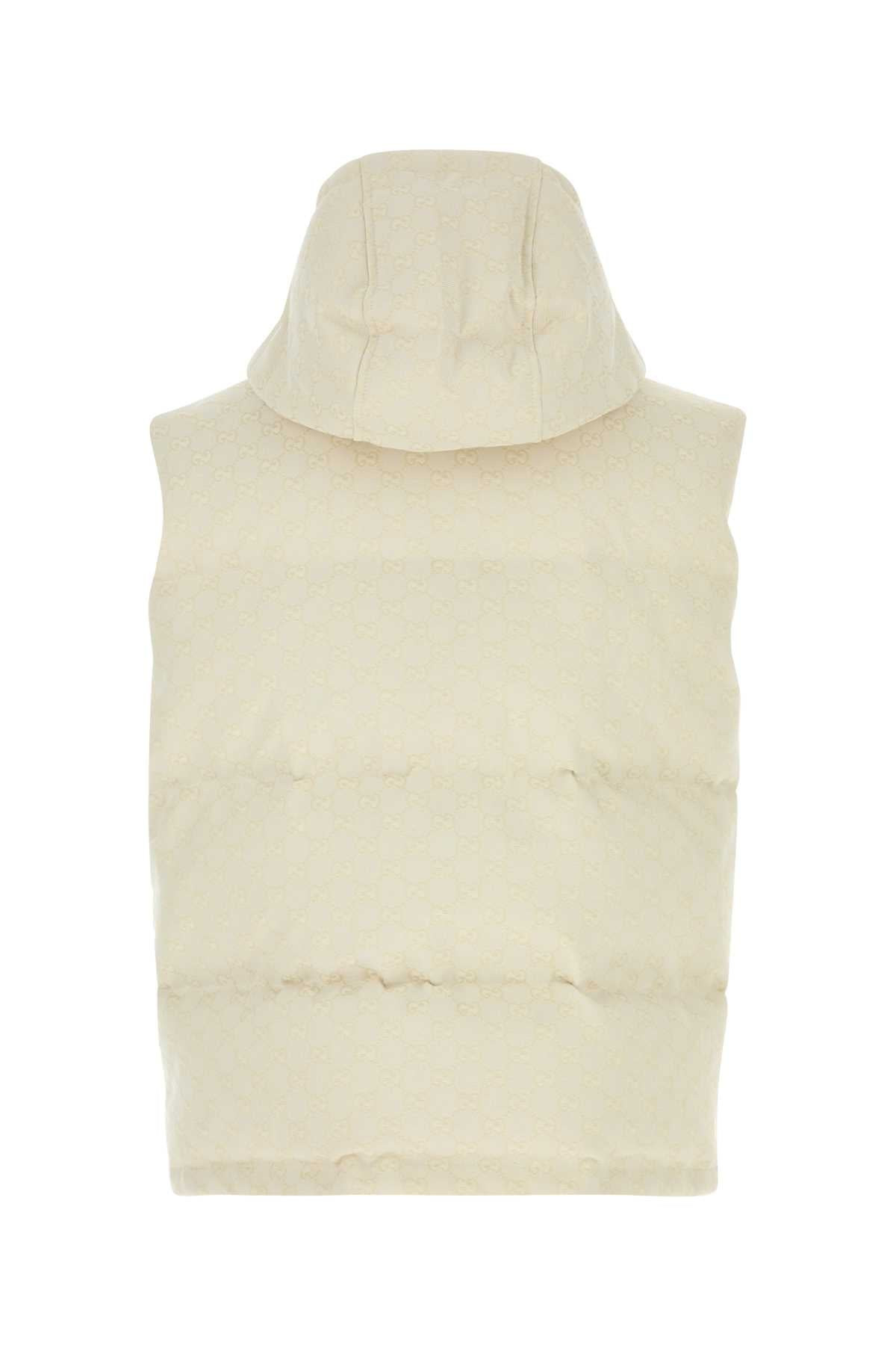 Gucci Men Ivory Cotton Blend Down Jacket - 2