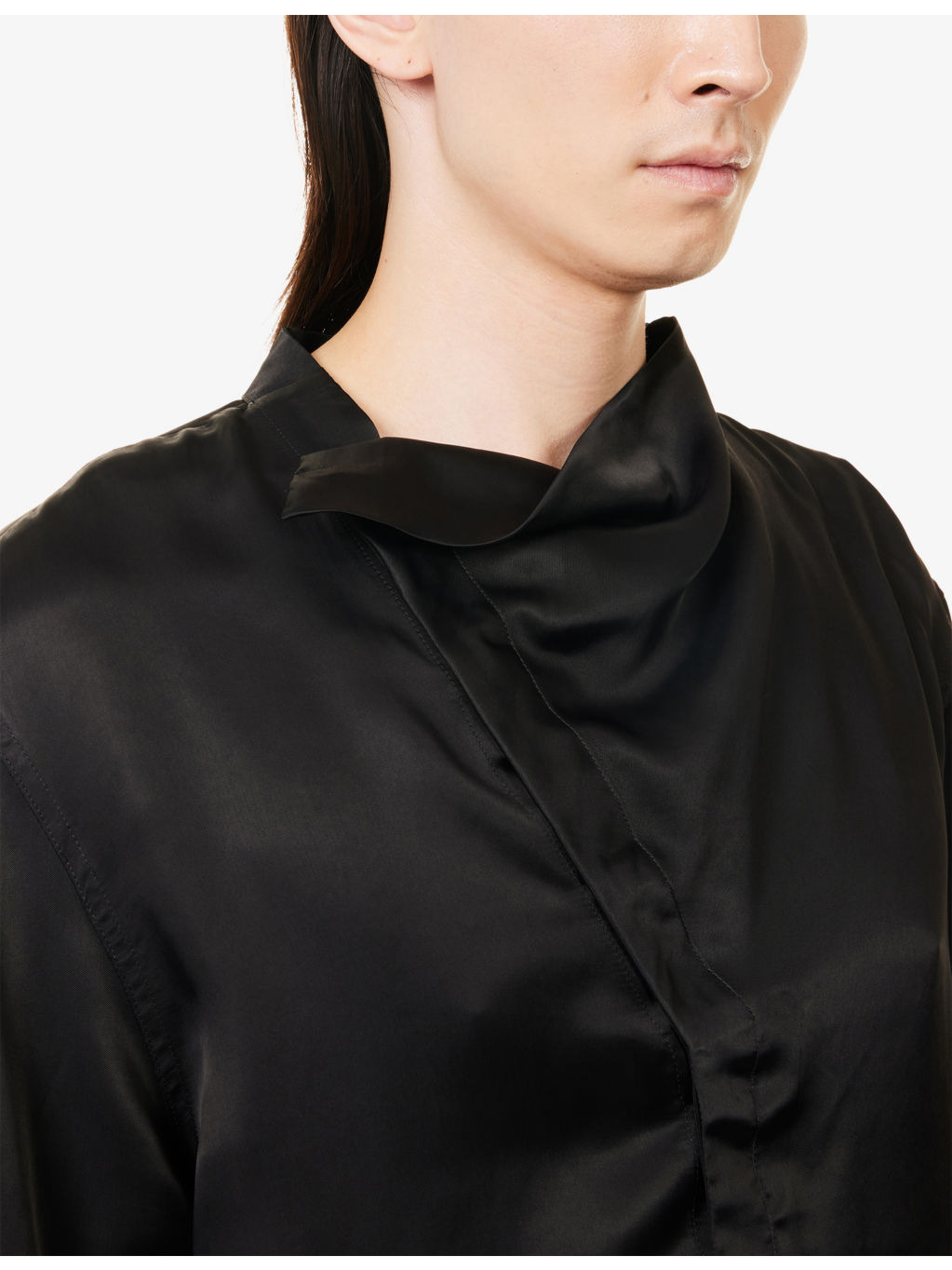 Island Asymmetric-Collar Cupro Shirt - 5