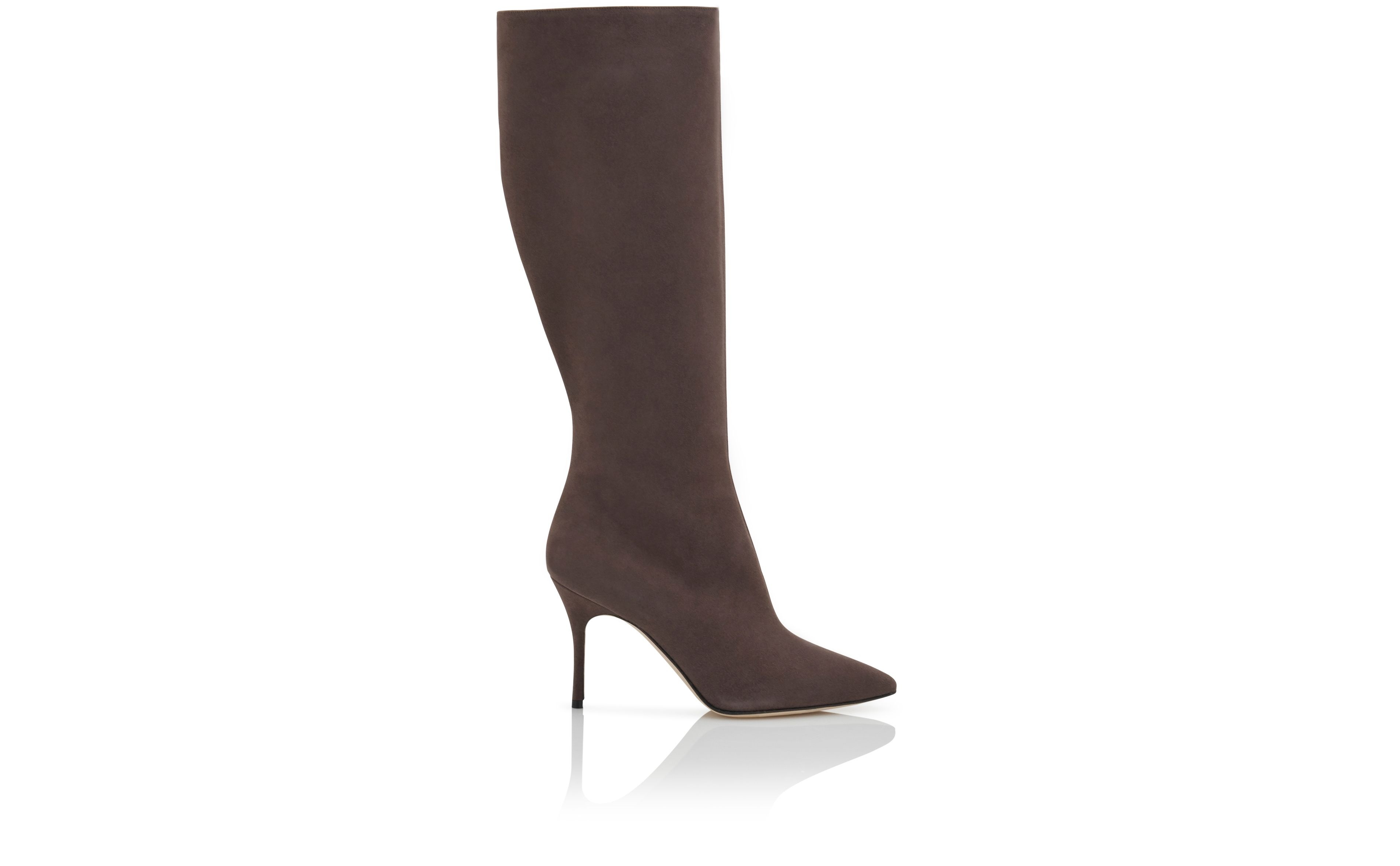 Brown Suede Knee High Boots - 1