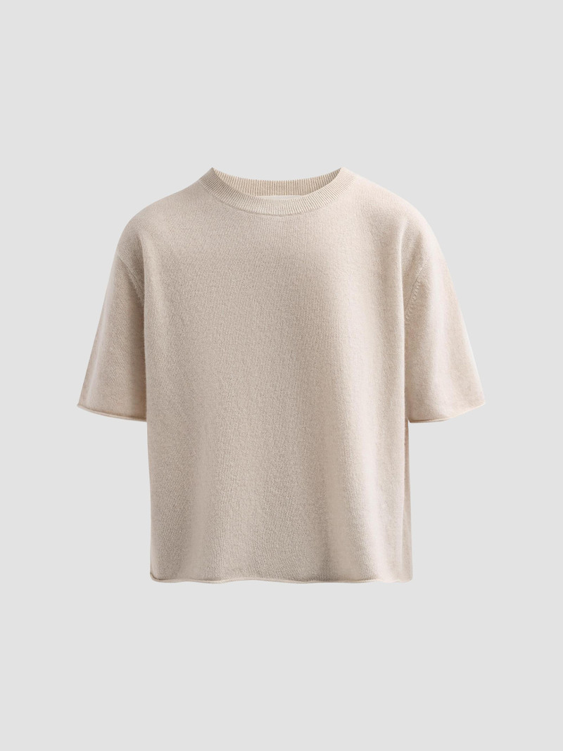 Women's Cila Cashmere Crewneck T-Shirt - Oyster 1