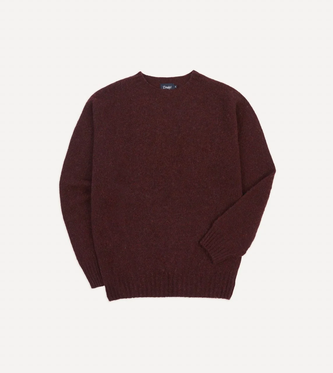 Burgundy Brushed Shetland Crew Neck Jumper - 1
