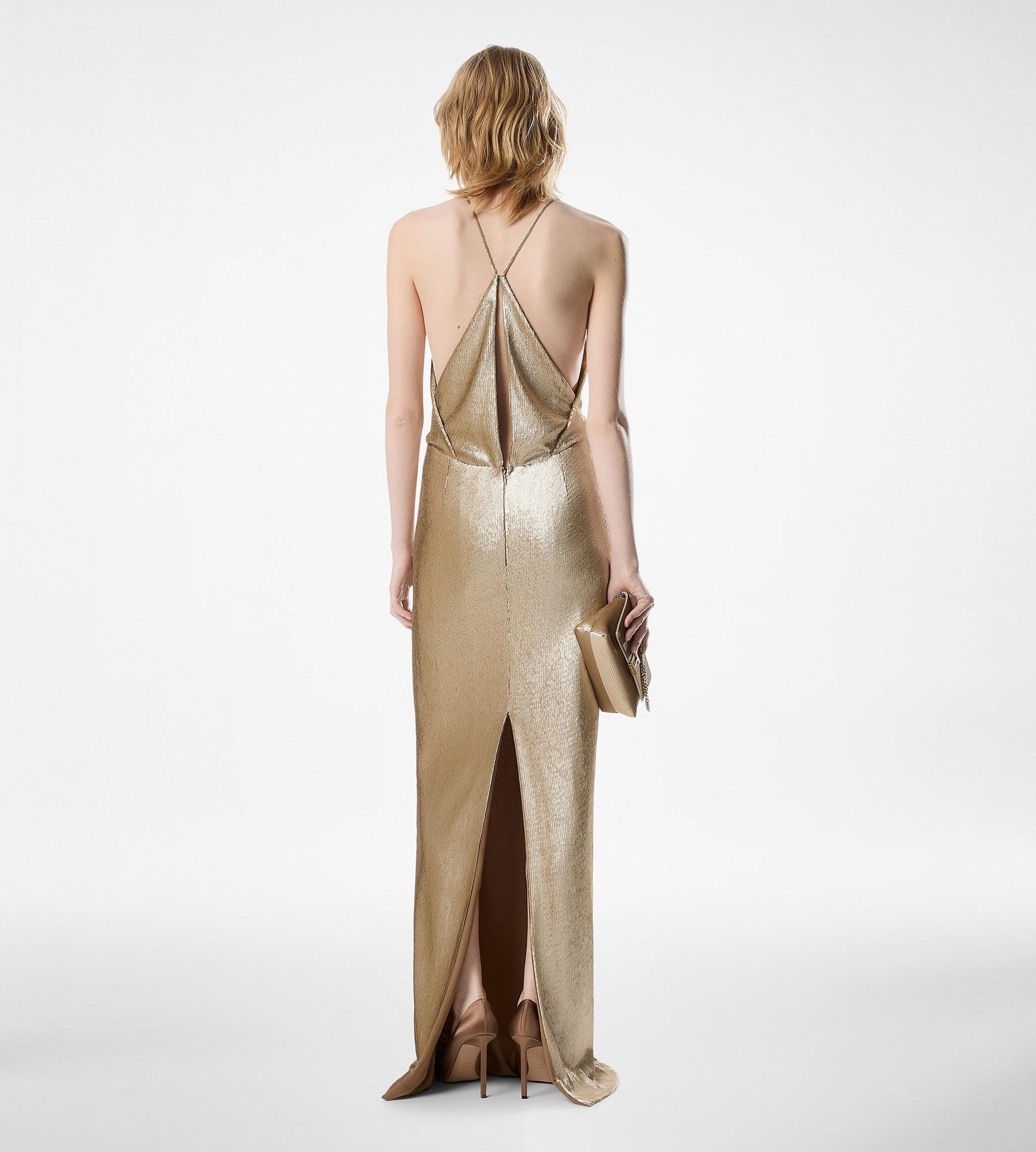SEQUIN EMBROIDERY V-NECK EVENING DRESS WITH CUT OUT - 3
