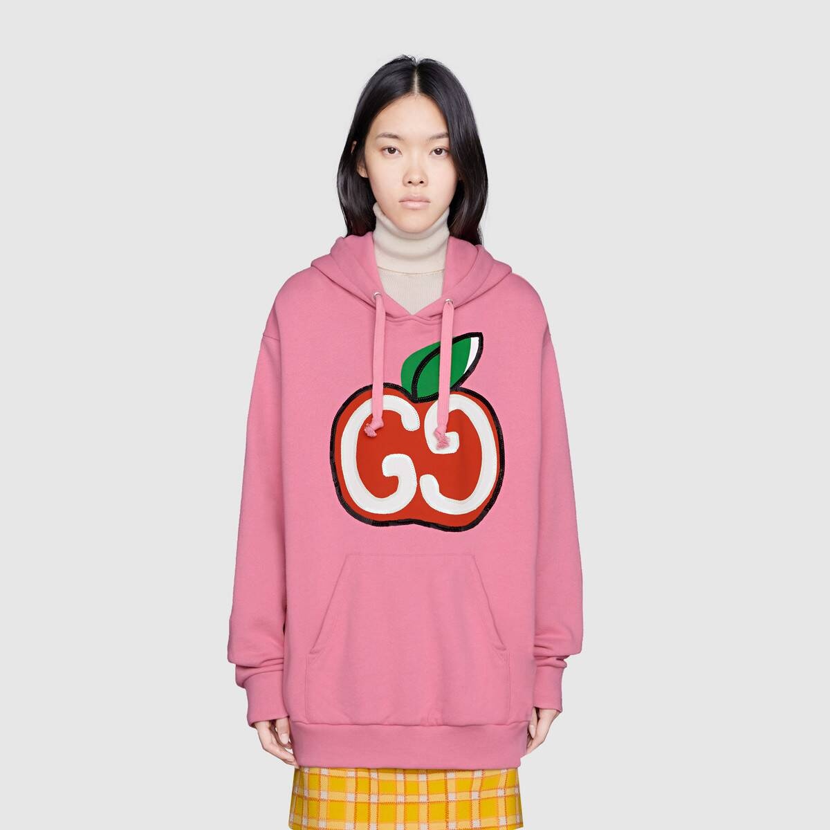 Hooded sweatshirt with GG apple print - 3