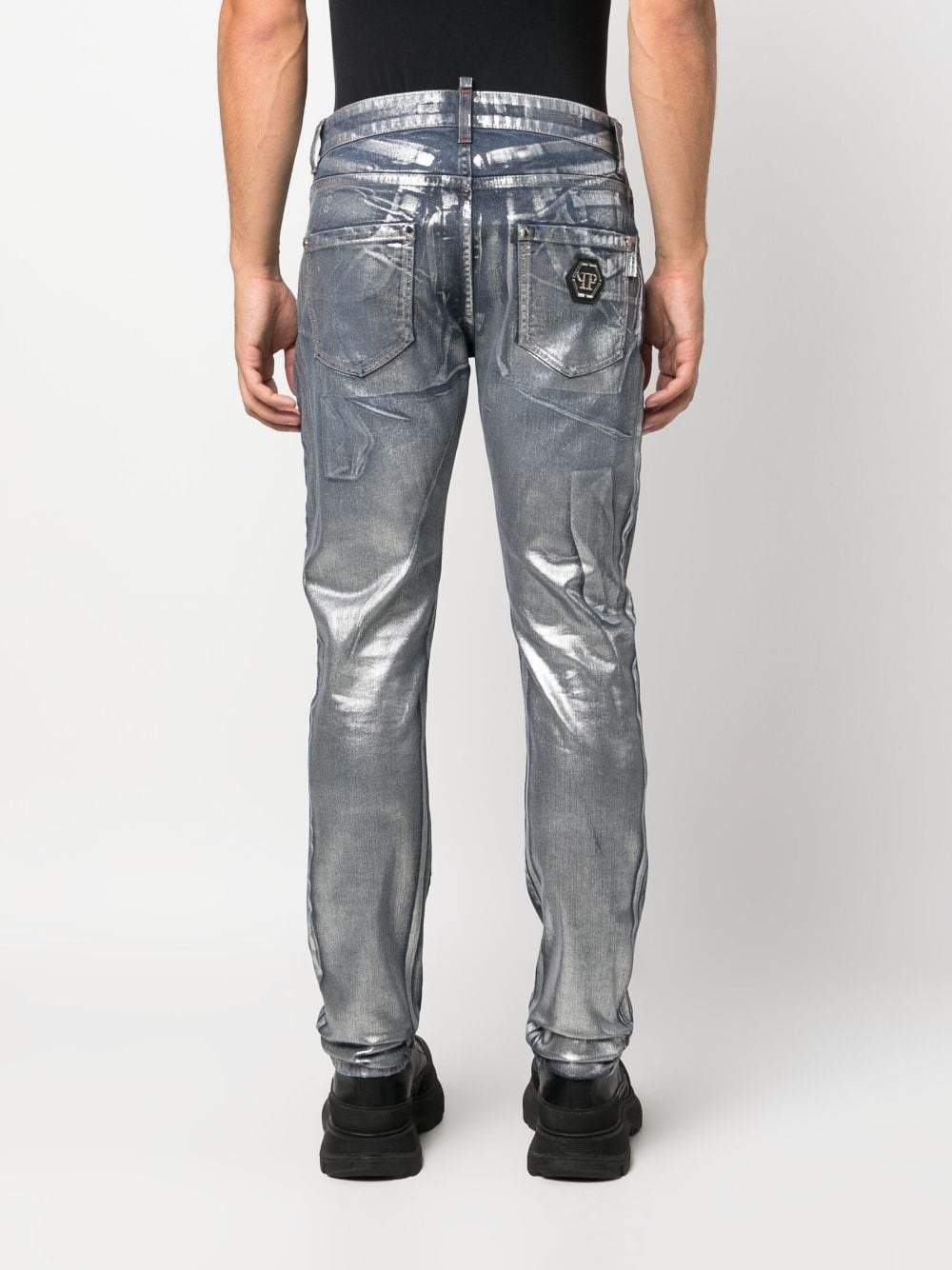 metallic-effect straight-leg jeans - 4