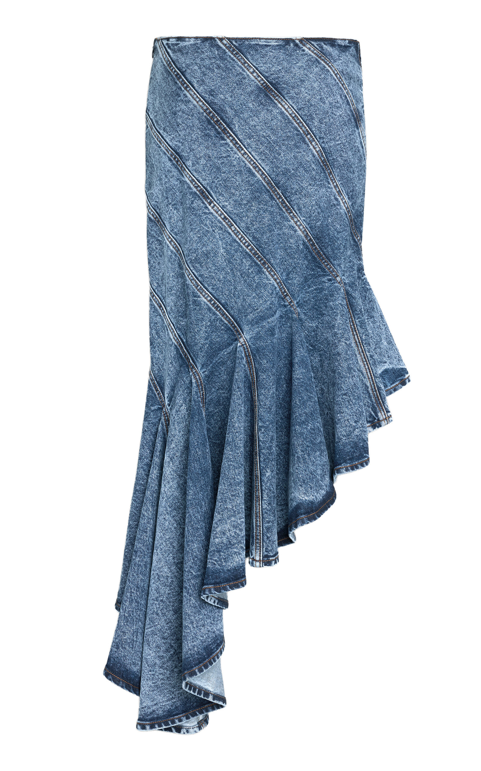 Spiral Denim Midi Skirt blue - 2