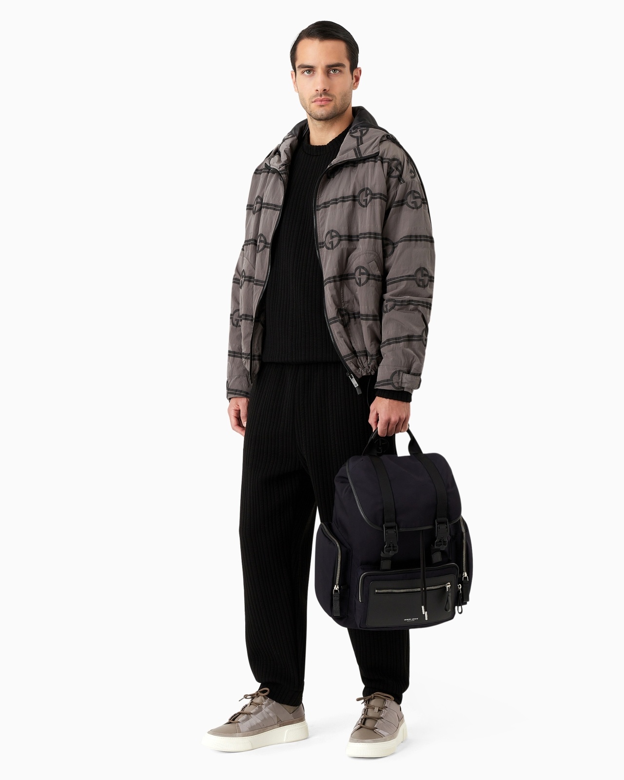 RECYCLED-NYLON AND PEBBLED-LEATHER BACKPACK ASV - 6