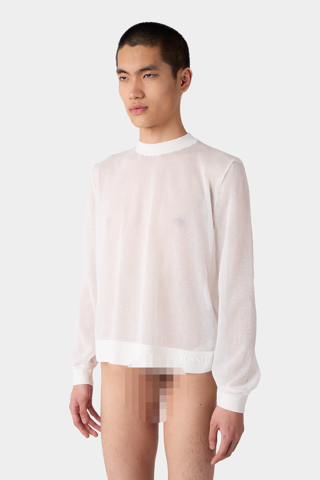 KNIT LONGSLEEVE T-SHIRT / white - 1