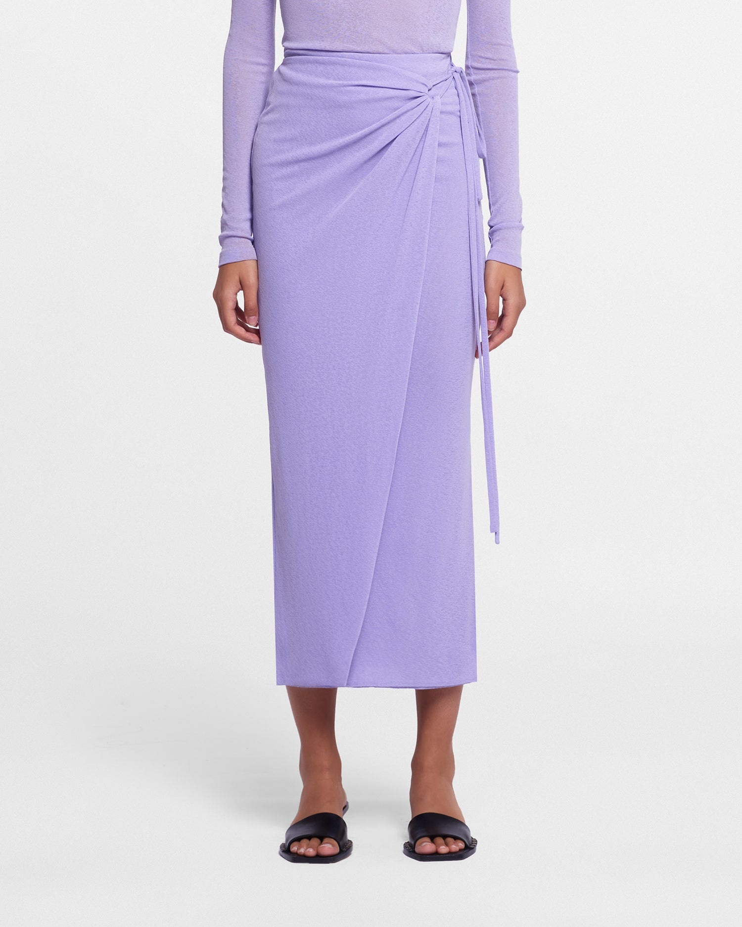 Mesh-Jersey Wrap Midi Skirt - 2