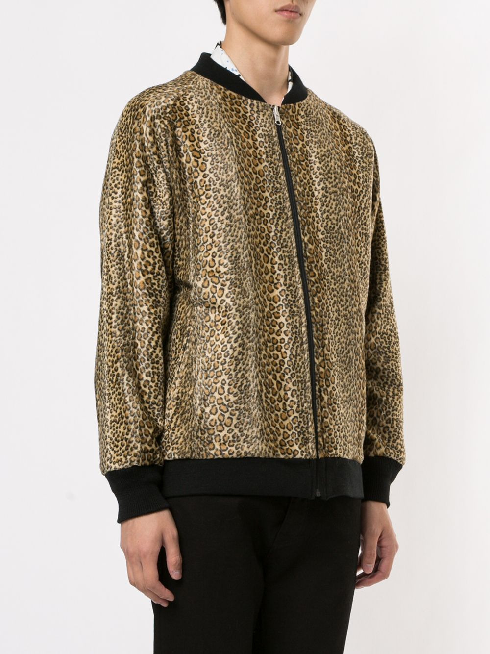 leopard-print velour bomber jacket - 3