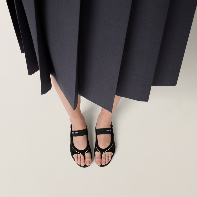 Miu Miu Gymnasium technical fabric thong ballerinas outlook