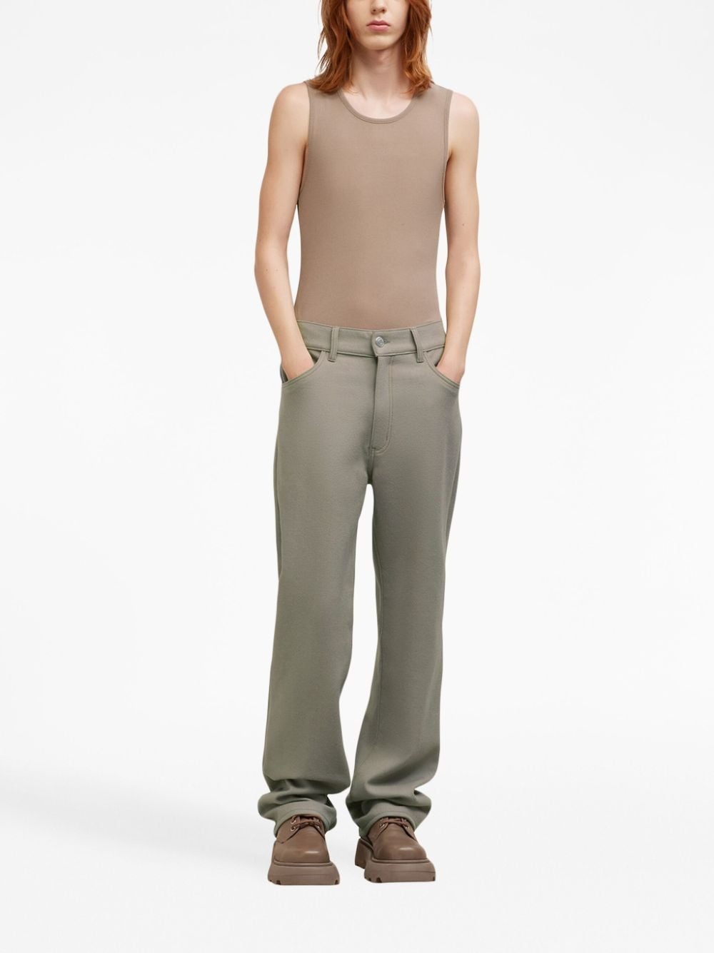 wool straight-leg trousers - 2