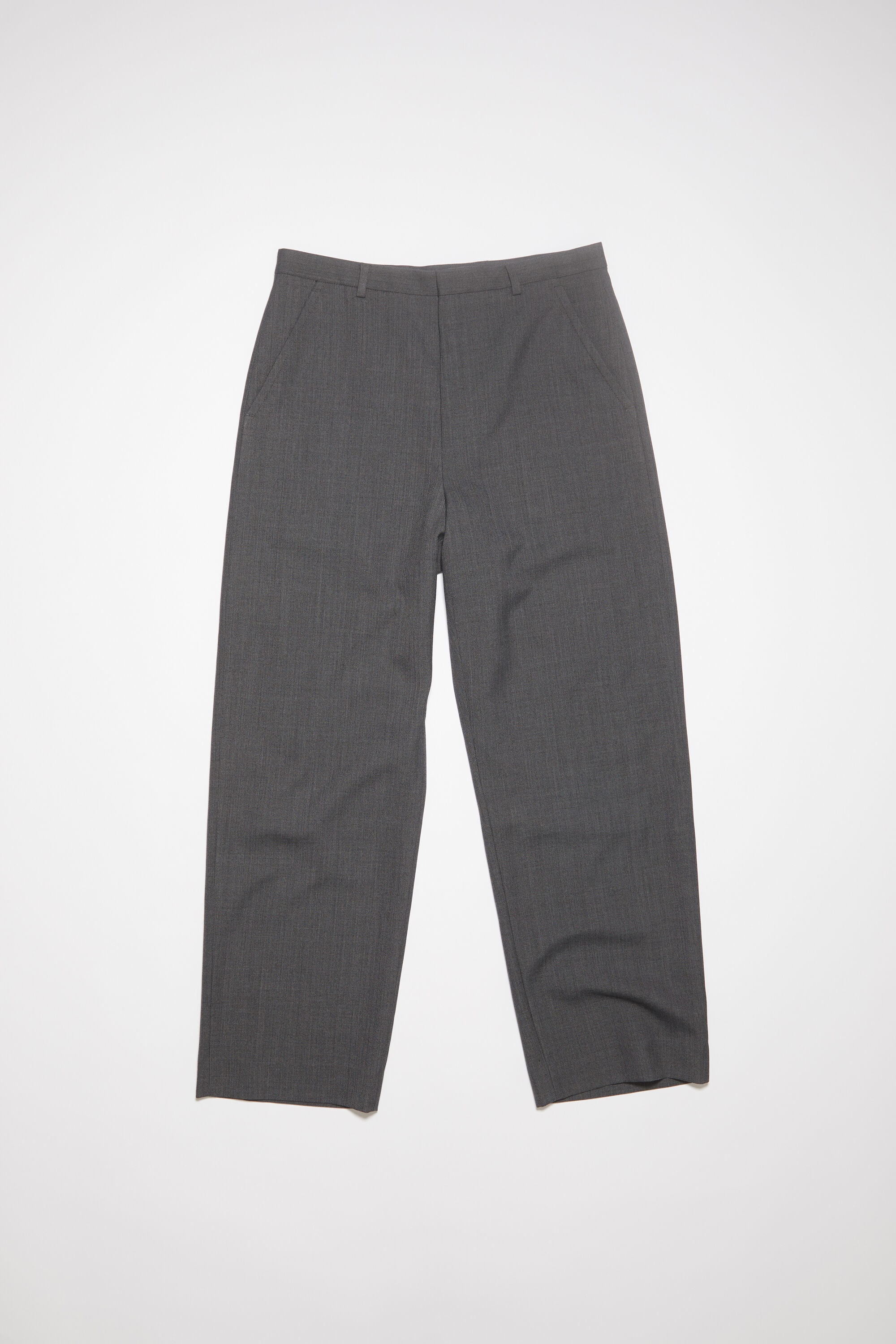 Wool blend trousers - Dark grey melange - 6