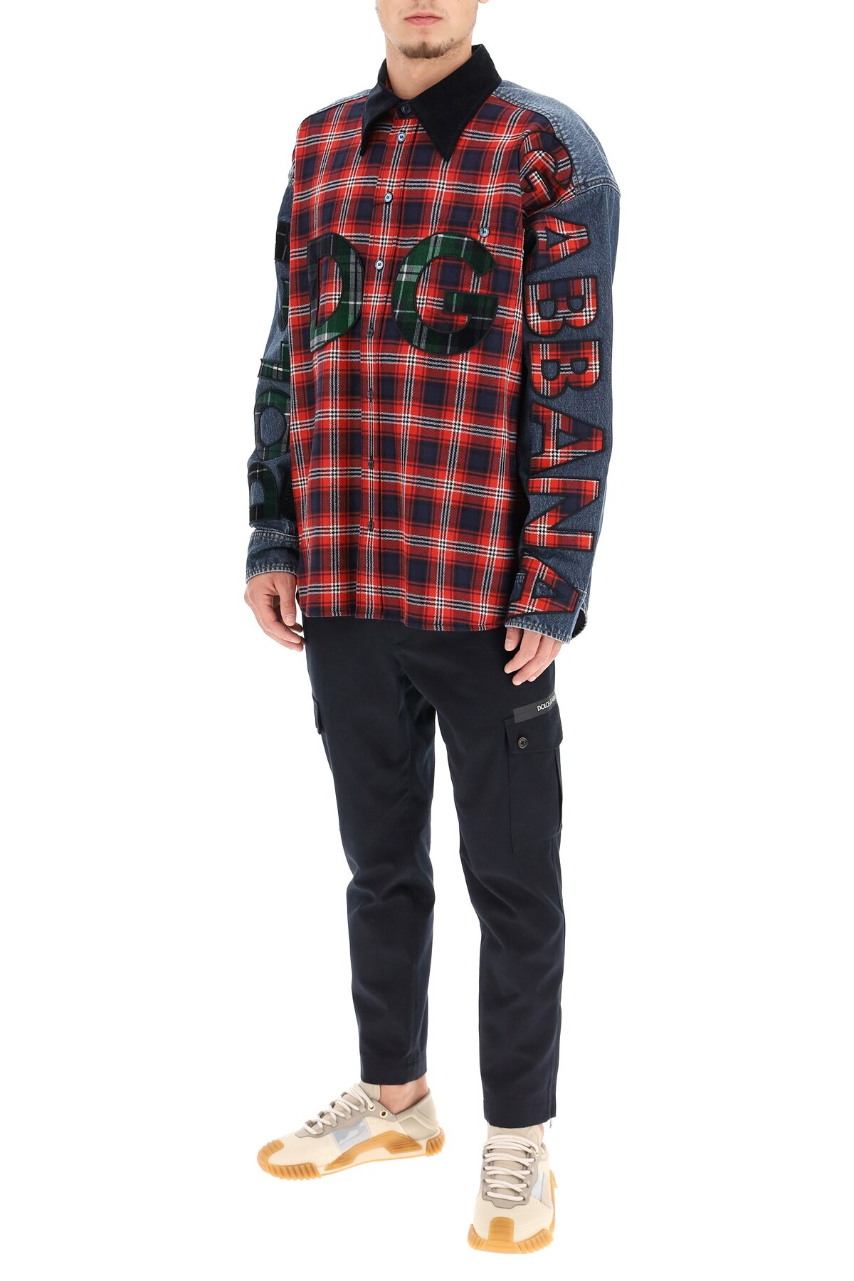 OVERSIZED DENIM AND FLANNEL SHIRT WITH LOGO - 2