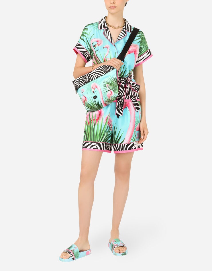 Flamingo-print twill shirt - 2