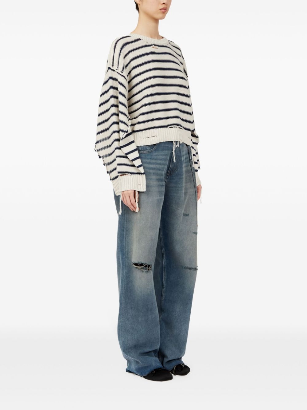crew-neck striped cotton jumper - 3