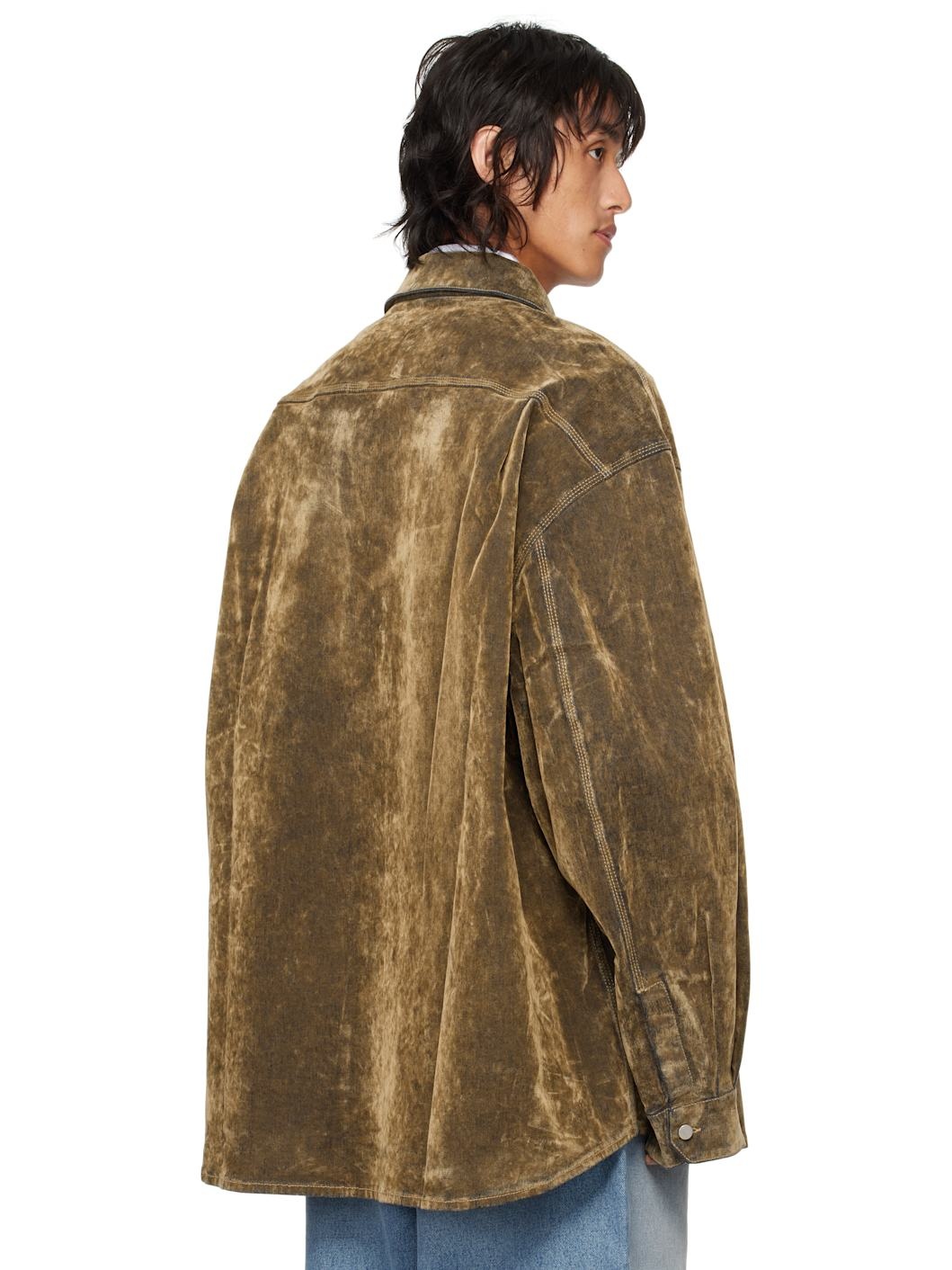 HED MAYNER Brown Flocked Denim Jacket | REVERSIBLE
