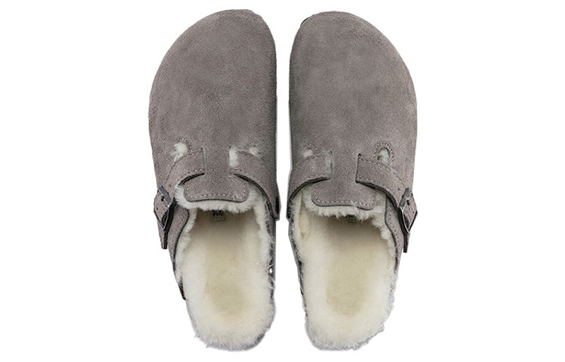 BIRKENSTOCK Birkenstock Boston Fur Narrow 'Suede Stone Coin Grey' 1017650 outlook