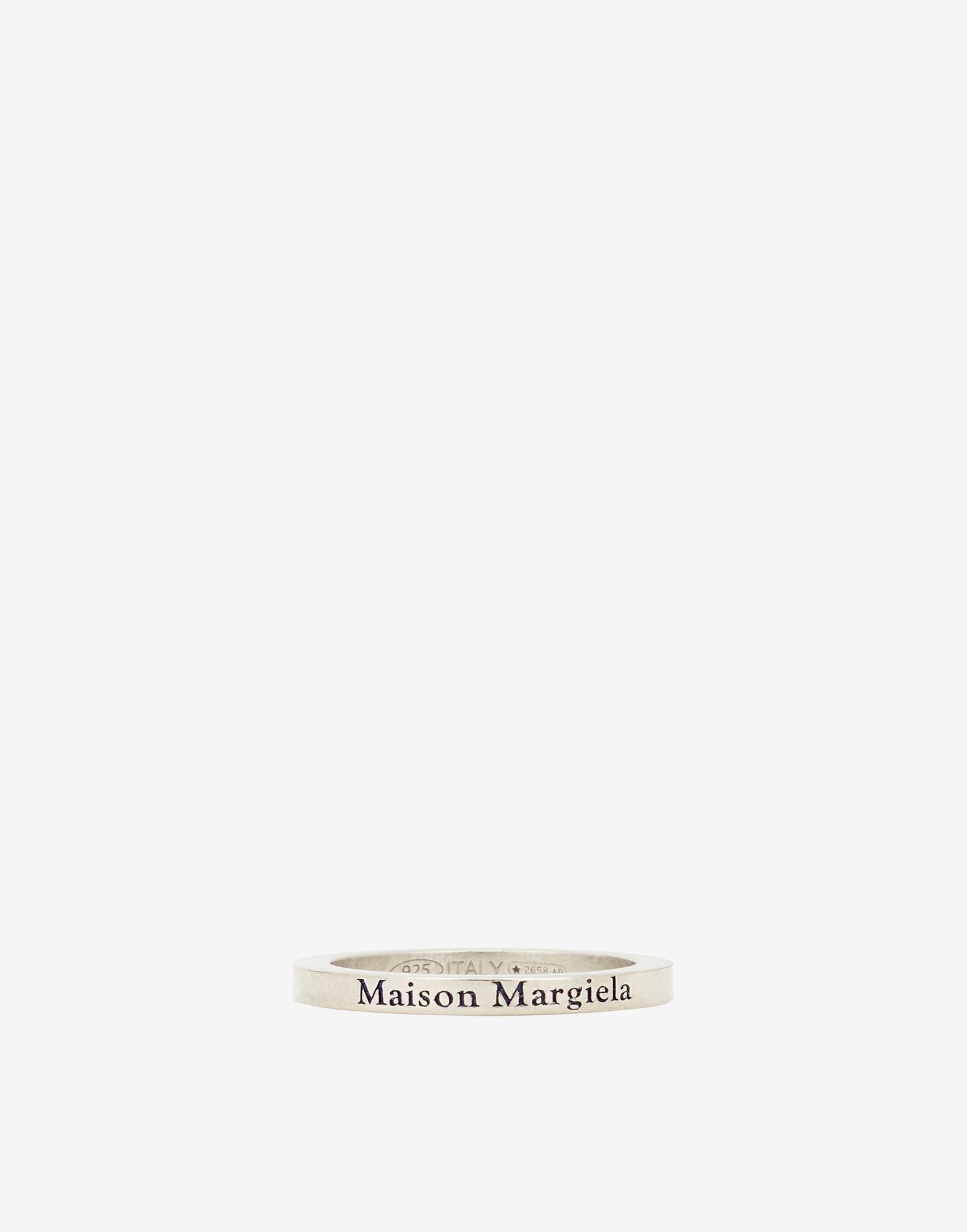 Logo engraved slim silver ring - 1
