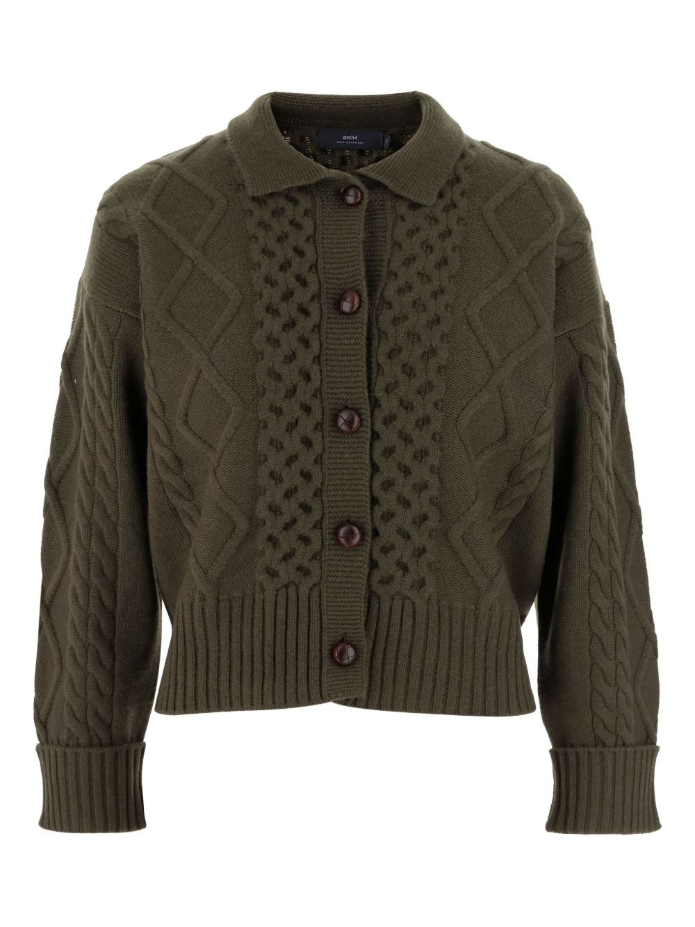 cable-knit buttoned-up cardigan - 1