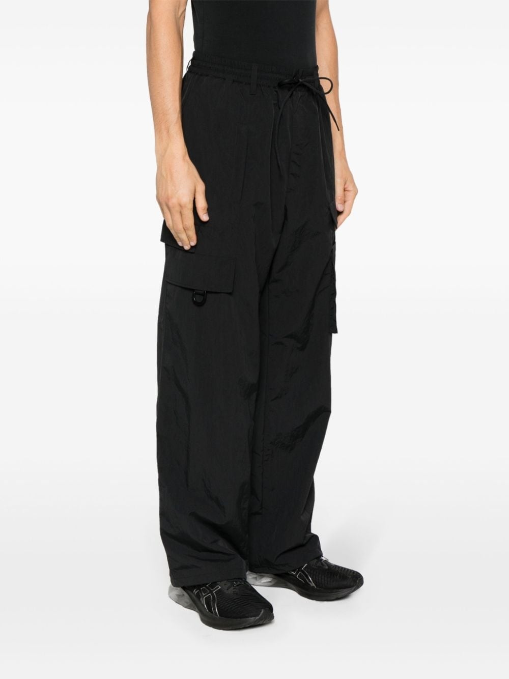 Crinkle logo-print wide-leg cargo trousers - 3