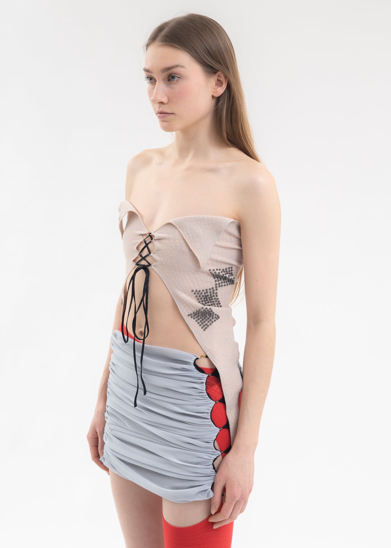 Frost And Blush Jacquard Tube Top - 3
