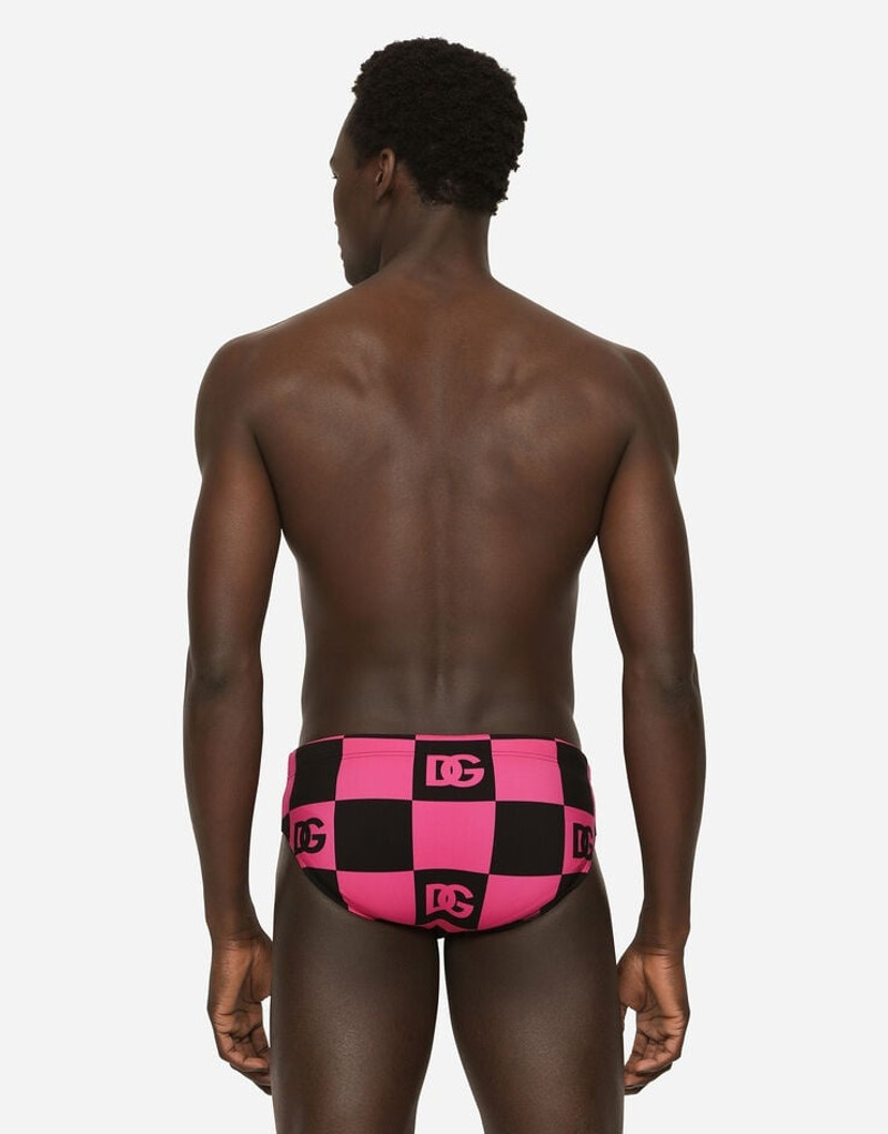 Dolce & Gabbana Damier-print swim briefs with DG logo outlook