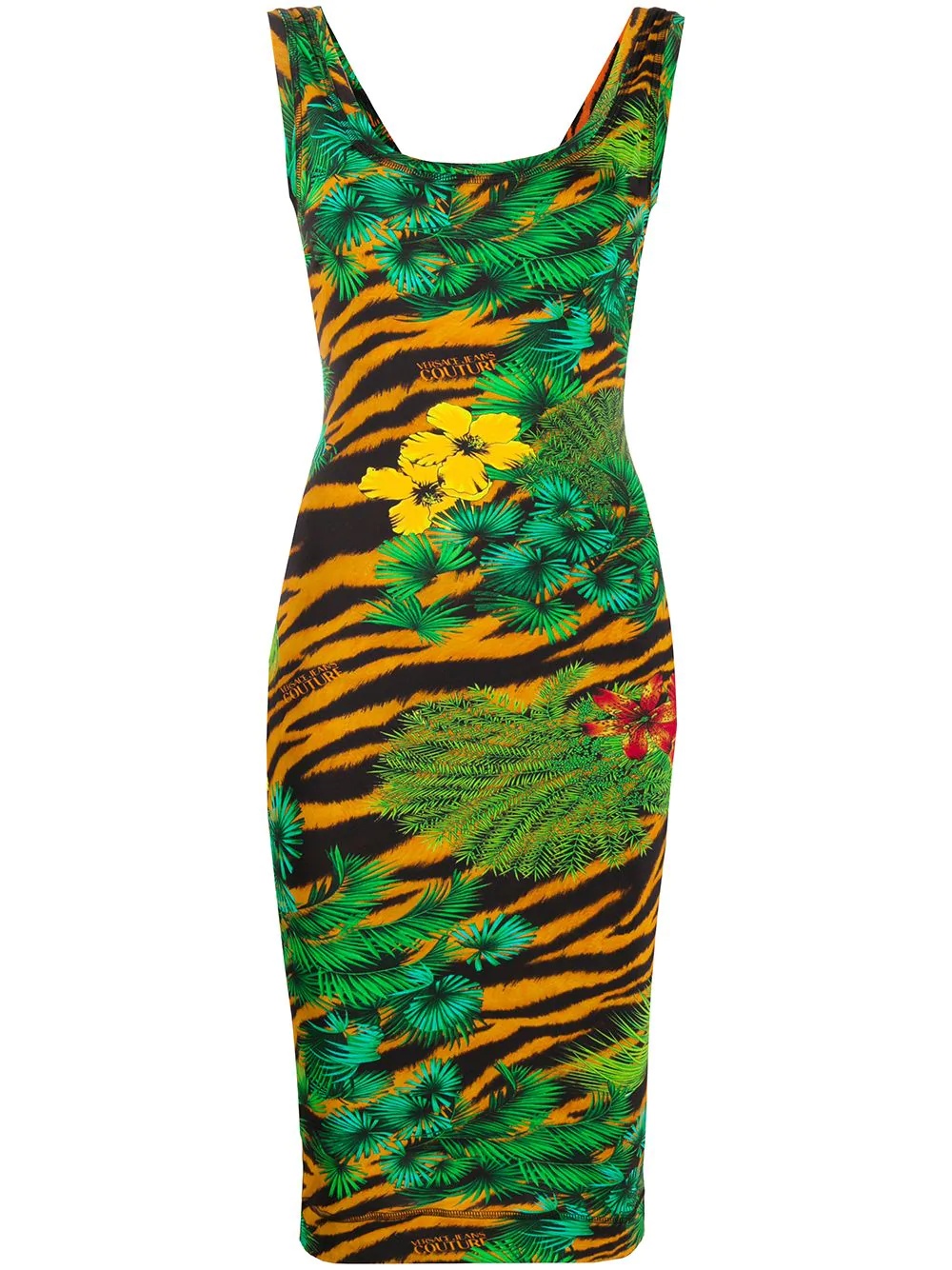 jungle-print fitted dress - 1