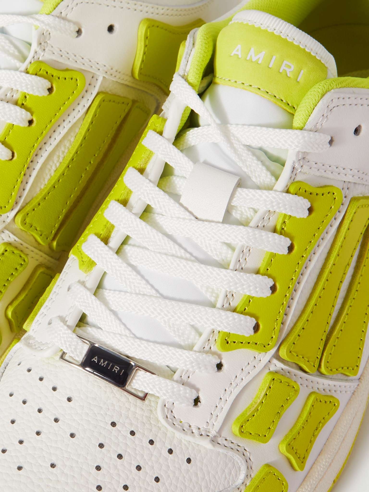 Skel-Top Neon Colour-Block Leather Sneakers - 6