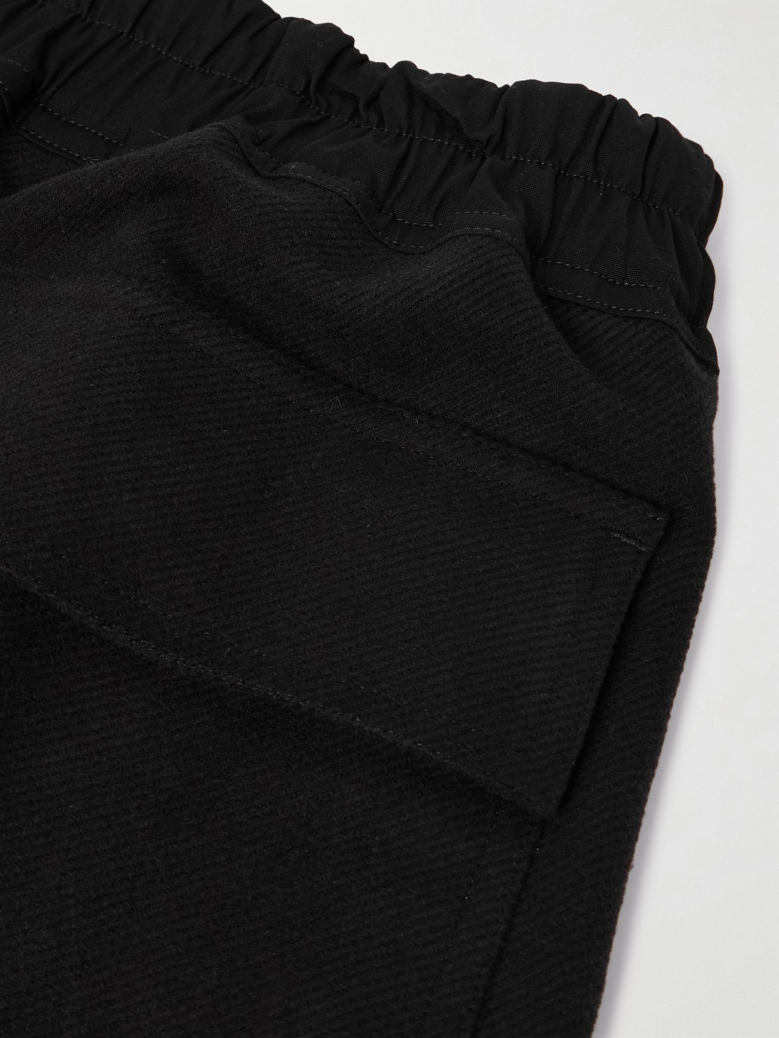 Dietrich Wide-Leg Brushed Cotton-Twill Drawstring Trousers Black - 5