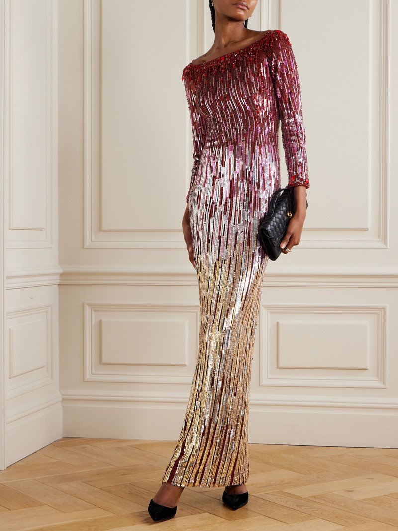 JENNY PACKHAM Marine Off-the-shoulder Dégradé Embellished Tulle Gown outlook