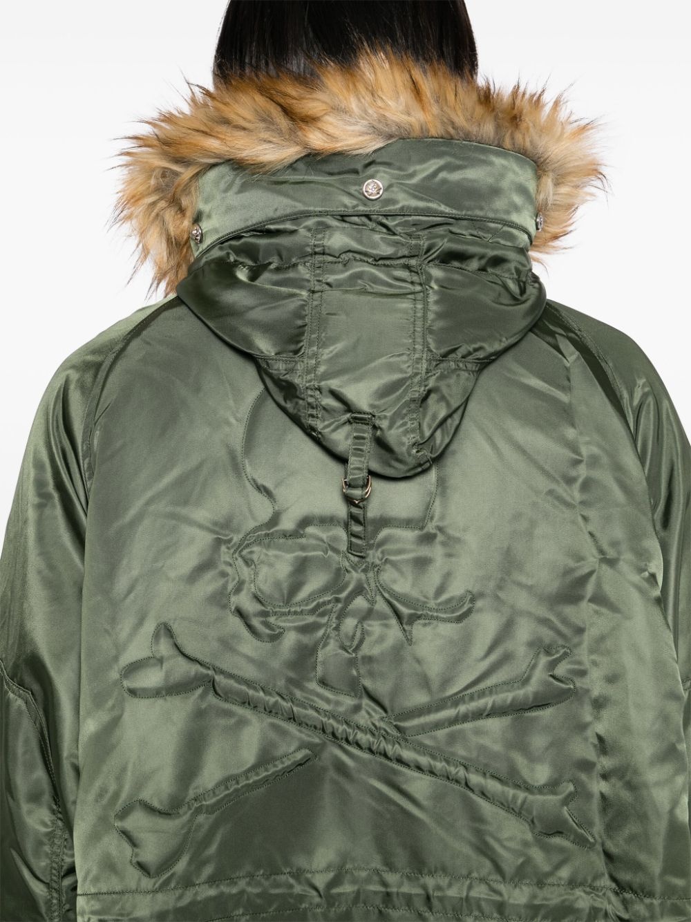 faux-fur single-breasted coat - 5