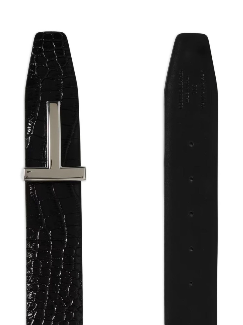TOM FORD T-bar animal-effect leather belt outlook