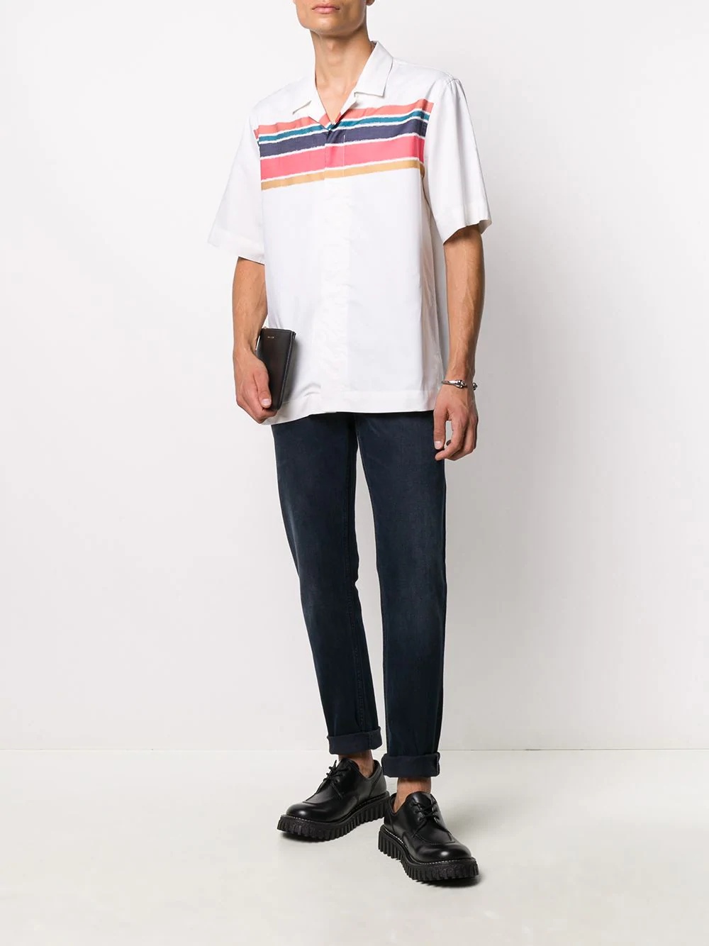 short sleeve stripe print shirt - 2