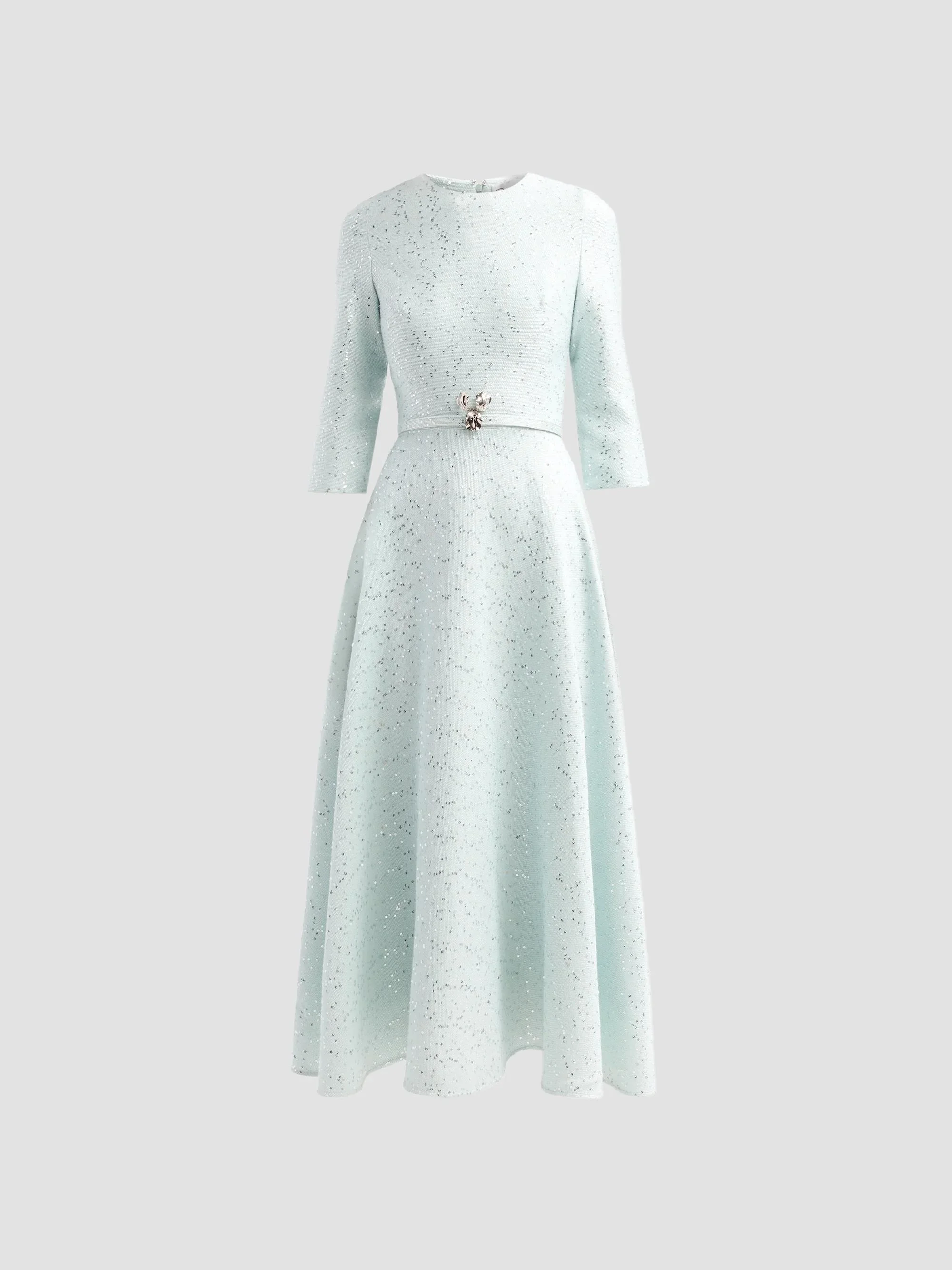 Women's Sequin Tweed Day Dress - Soft Sage - 1