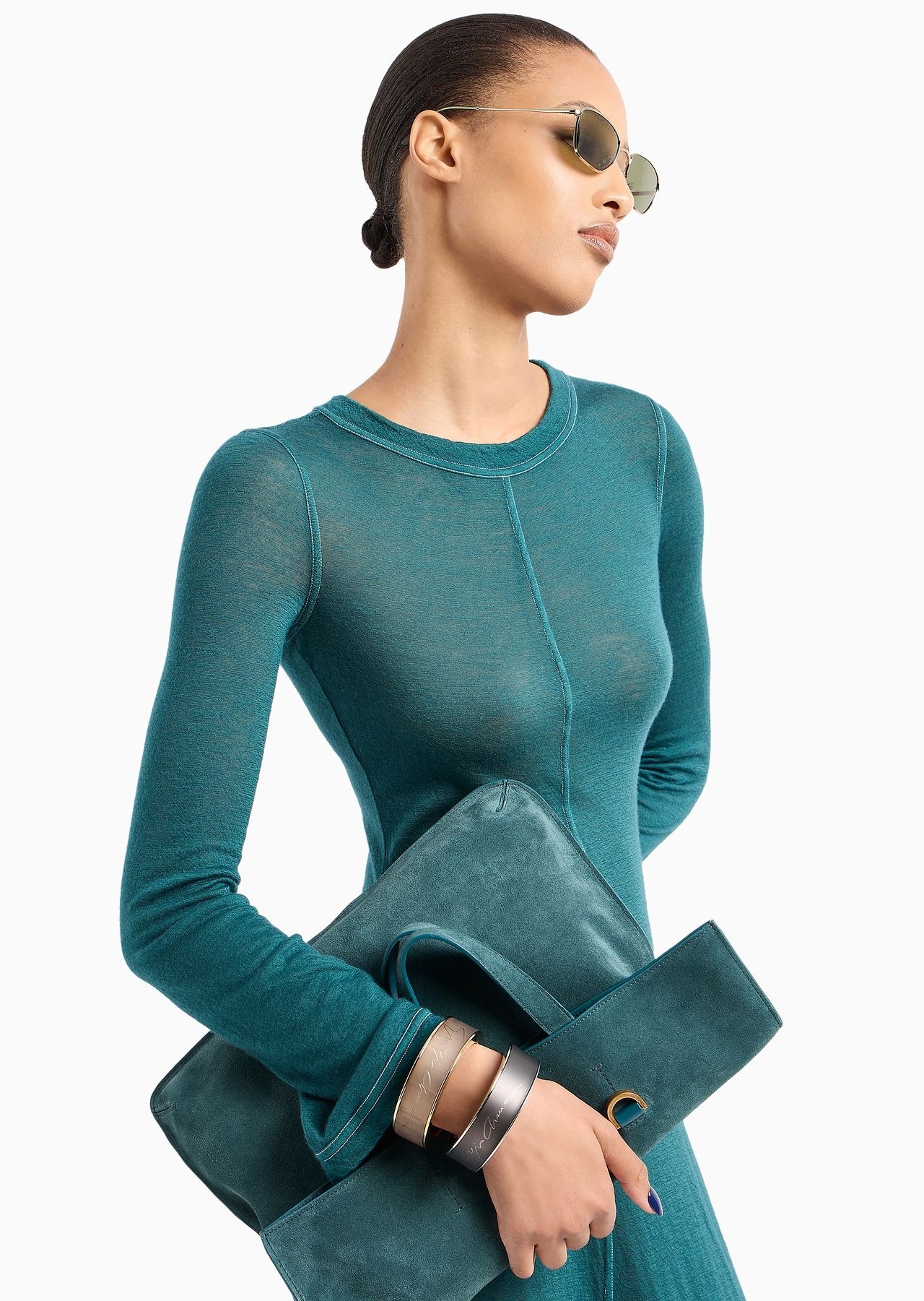 Long dress in cashmere jersey - 6
