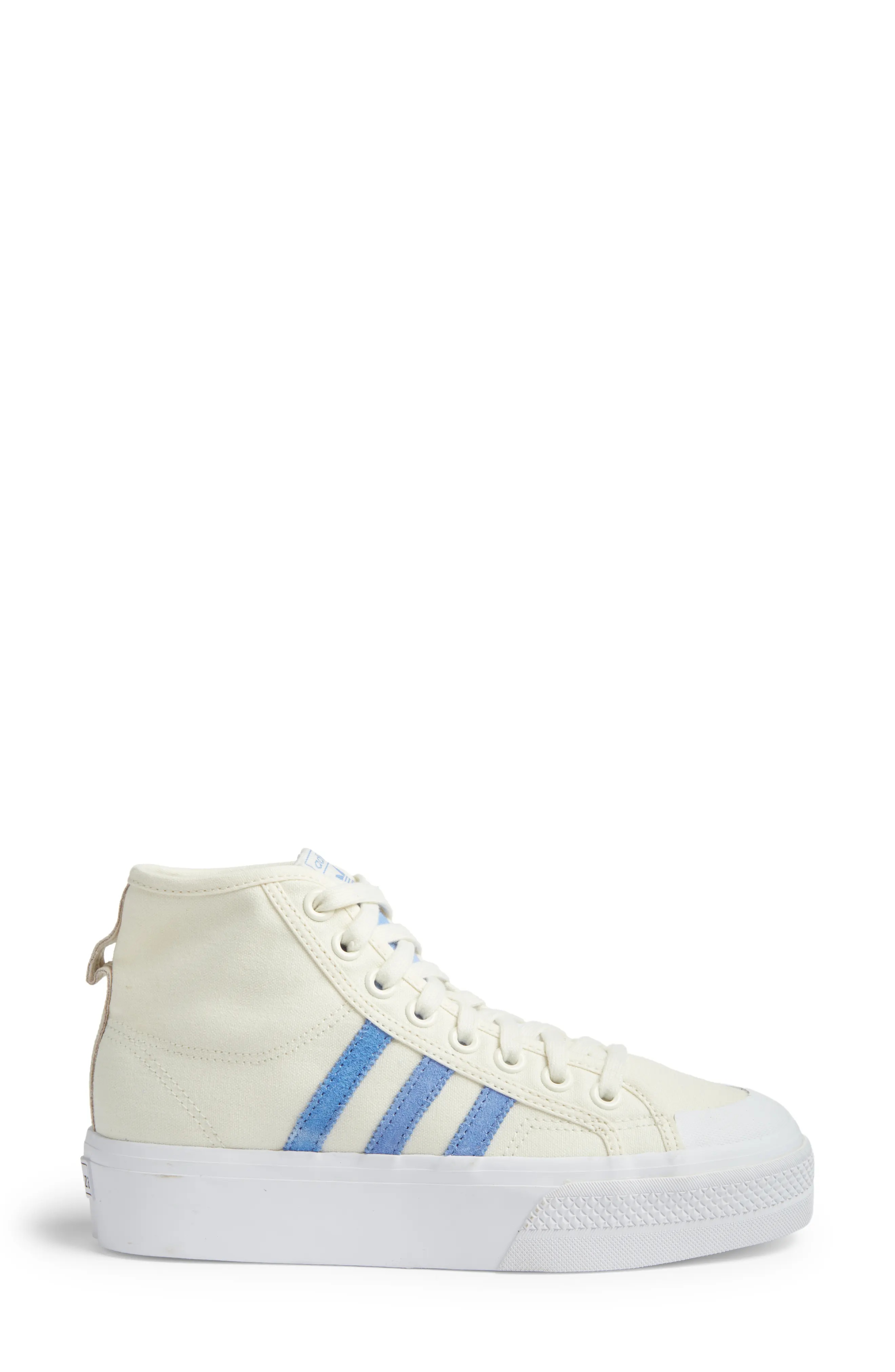 Nizza Mid Platform High Top Sneaker in White/Blue /White - 3