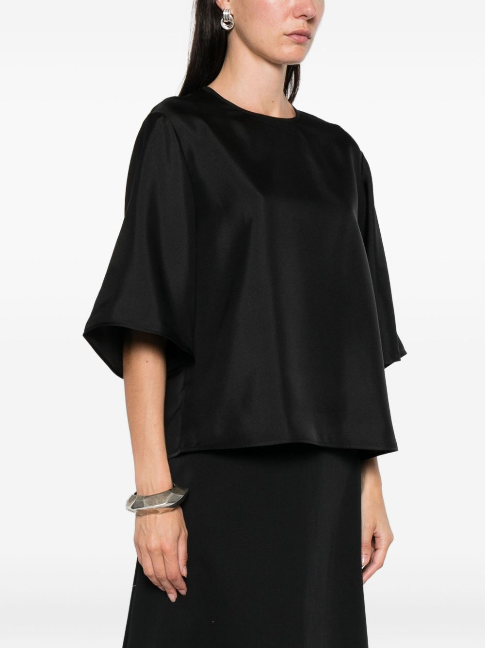 short-sleeve silk top - 3