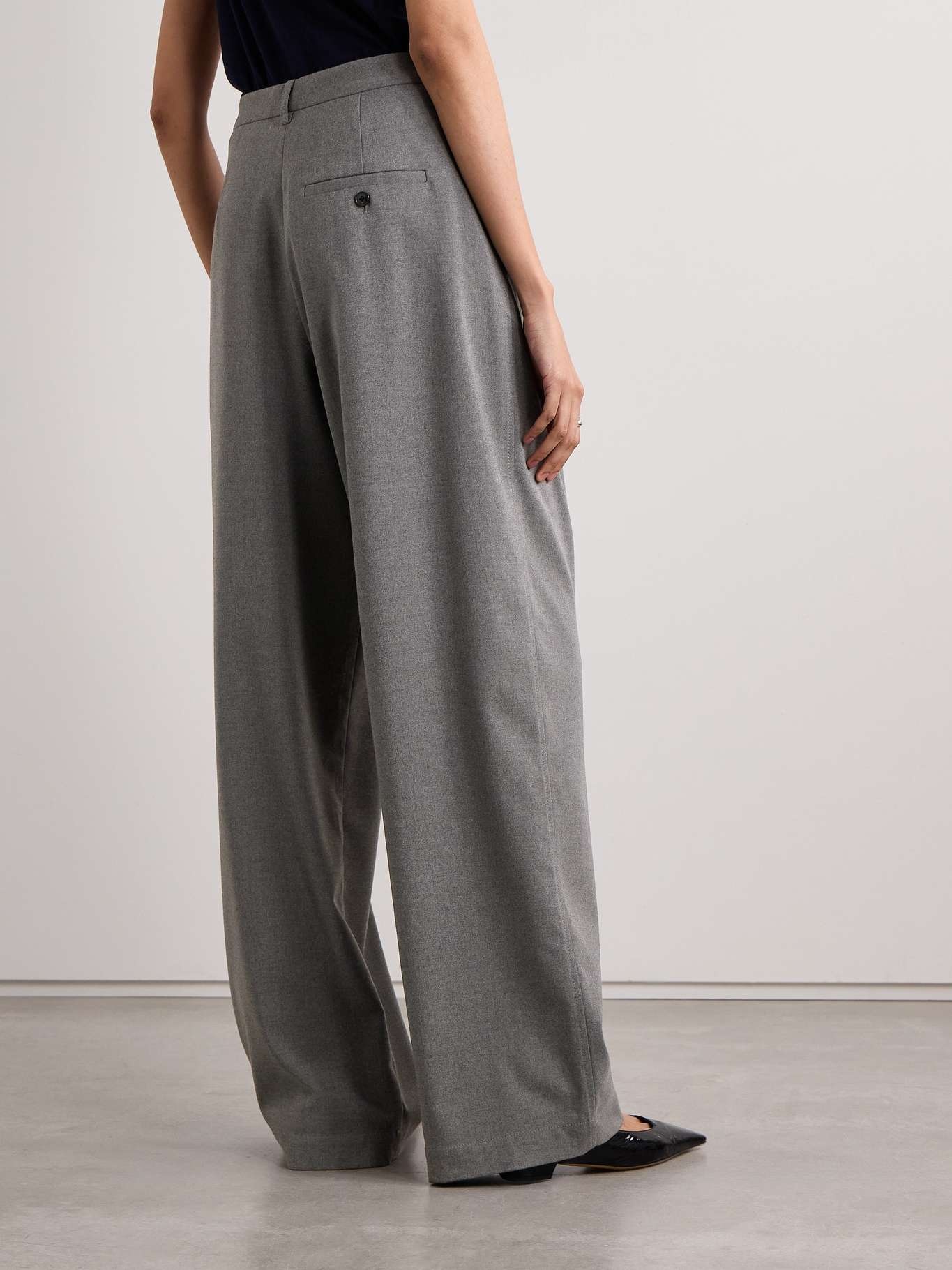 Eleanor pleated flannel wide-leg pants - 3