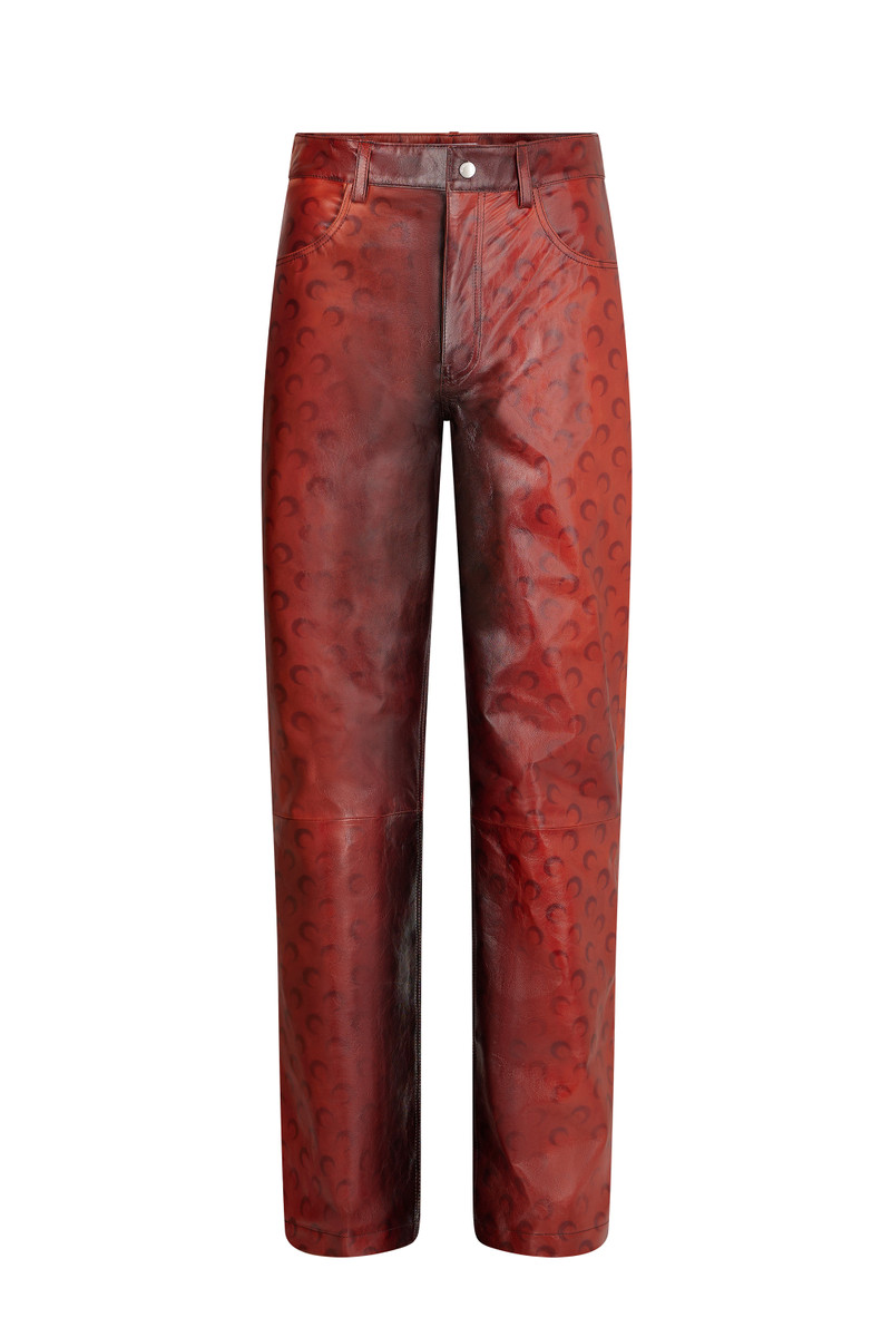 Airbrushed Crafted Leather Wide Leg Pants 1