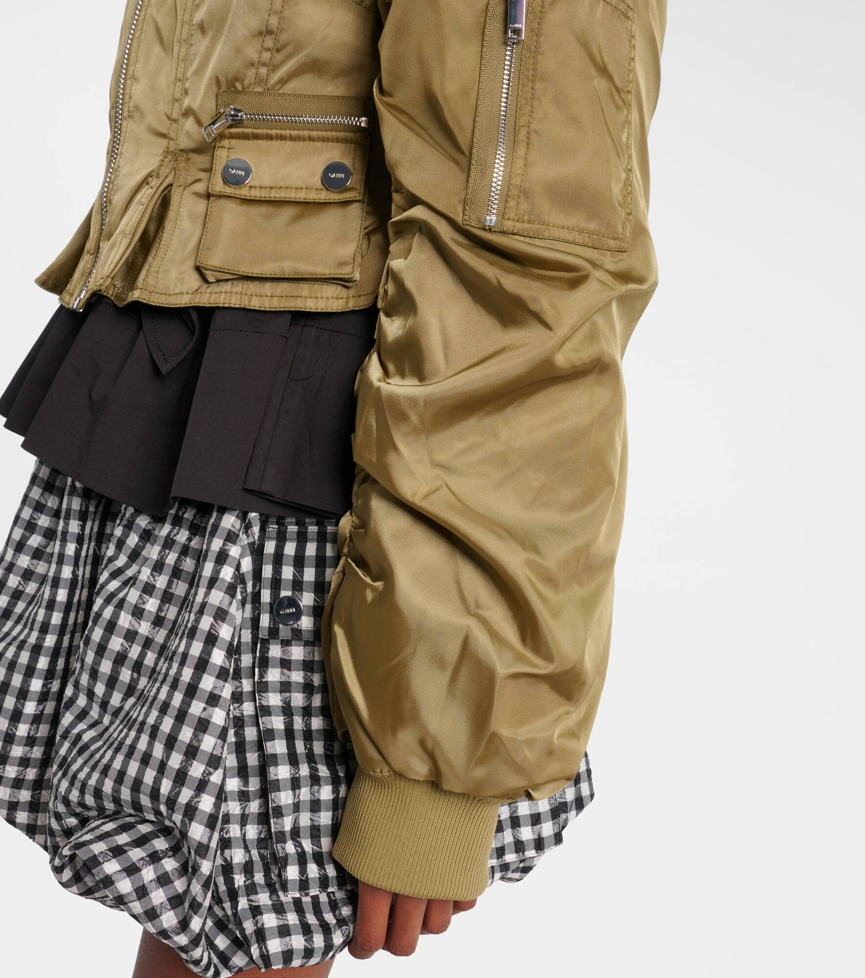 Cropped ruched bomber jacket - 6