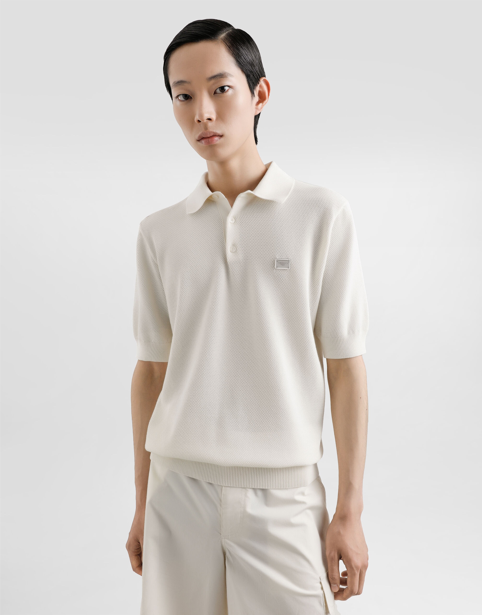 Cotton polo-shirt with logo tag - 4